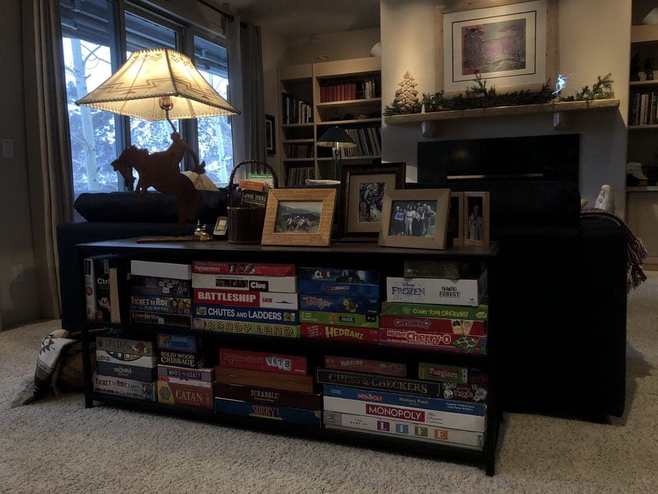 Board games galore! (We check for all pieces regularly. Well maintained!)