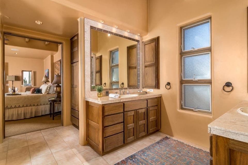 Warm and bright primary bathroom