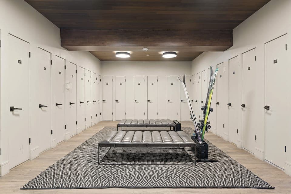 The Southpoint building features a convenient first-floor ski locker room. This unit has a dedicated locker for ski storage.