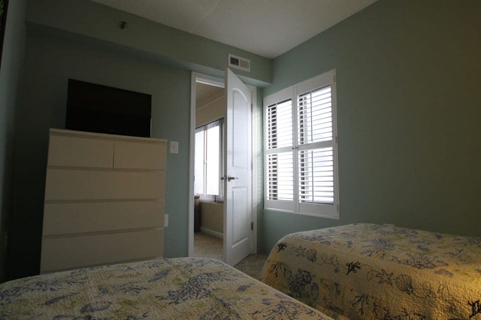 Beach and bay views from the second bedroom 