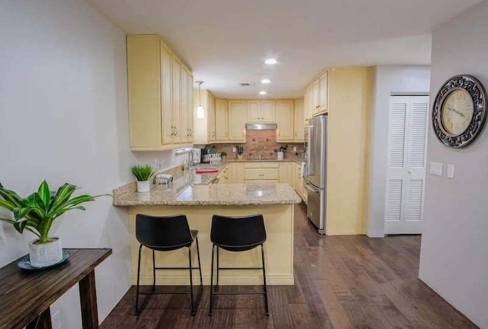 Bar at Kitchen w/ Office Desk in Connecting Hallway