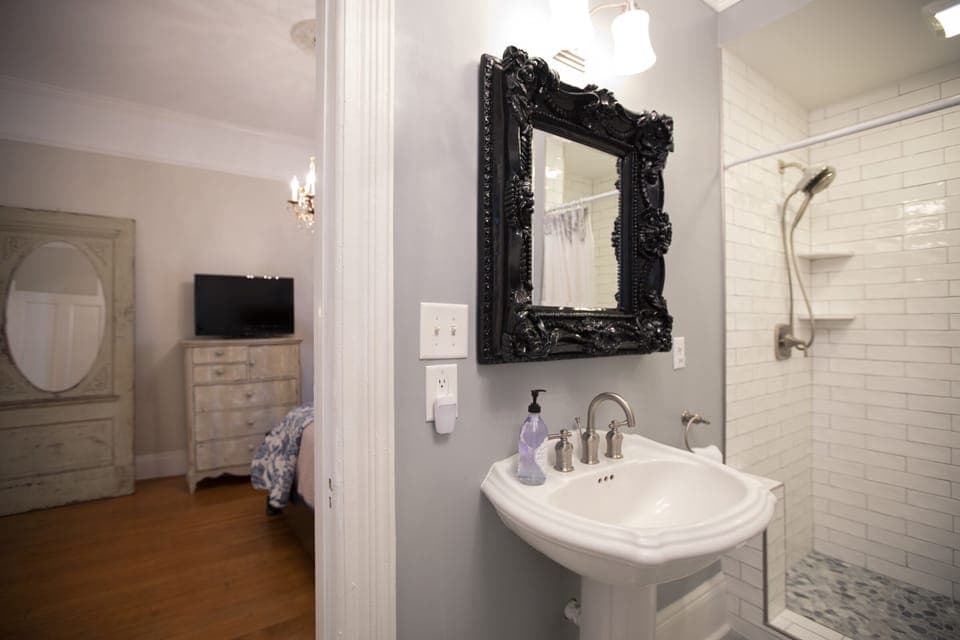 Newly renovated master bath with relaxing walk-in shower