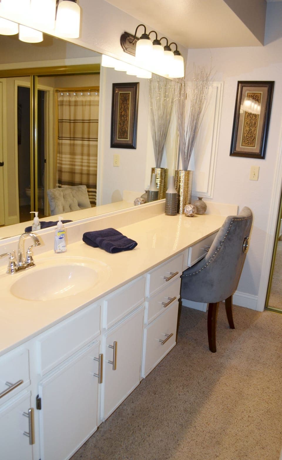 Master Bathroom Vanity with Makeup Vanity,
