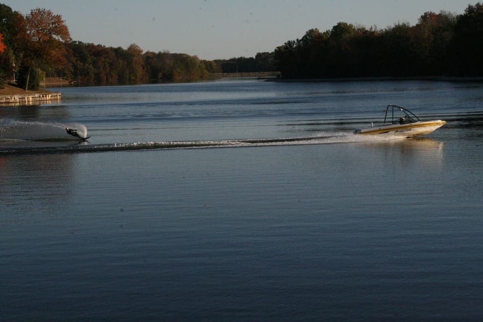 Summer: Beautiful skiing and wake boarding on Lake Sara