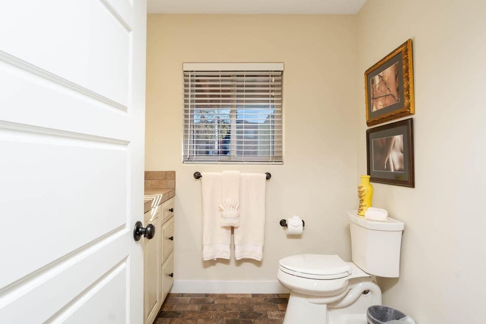 Spacious remodeled bathroom.