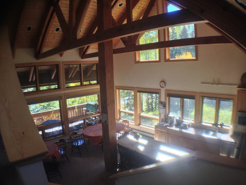 Kitchen and dining area as seen from loft stairs