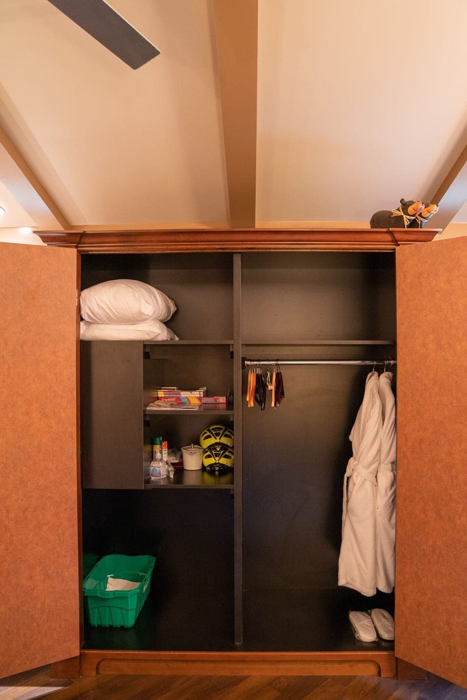 Robes, slippers, books and games.