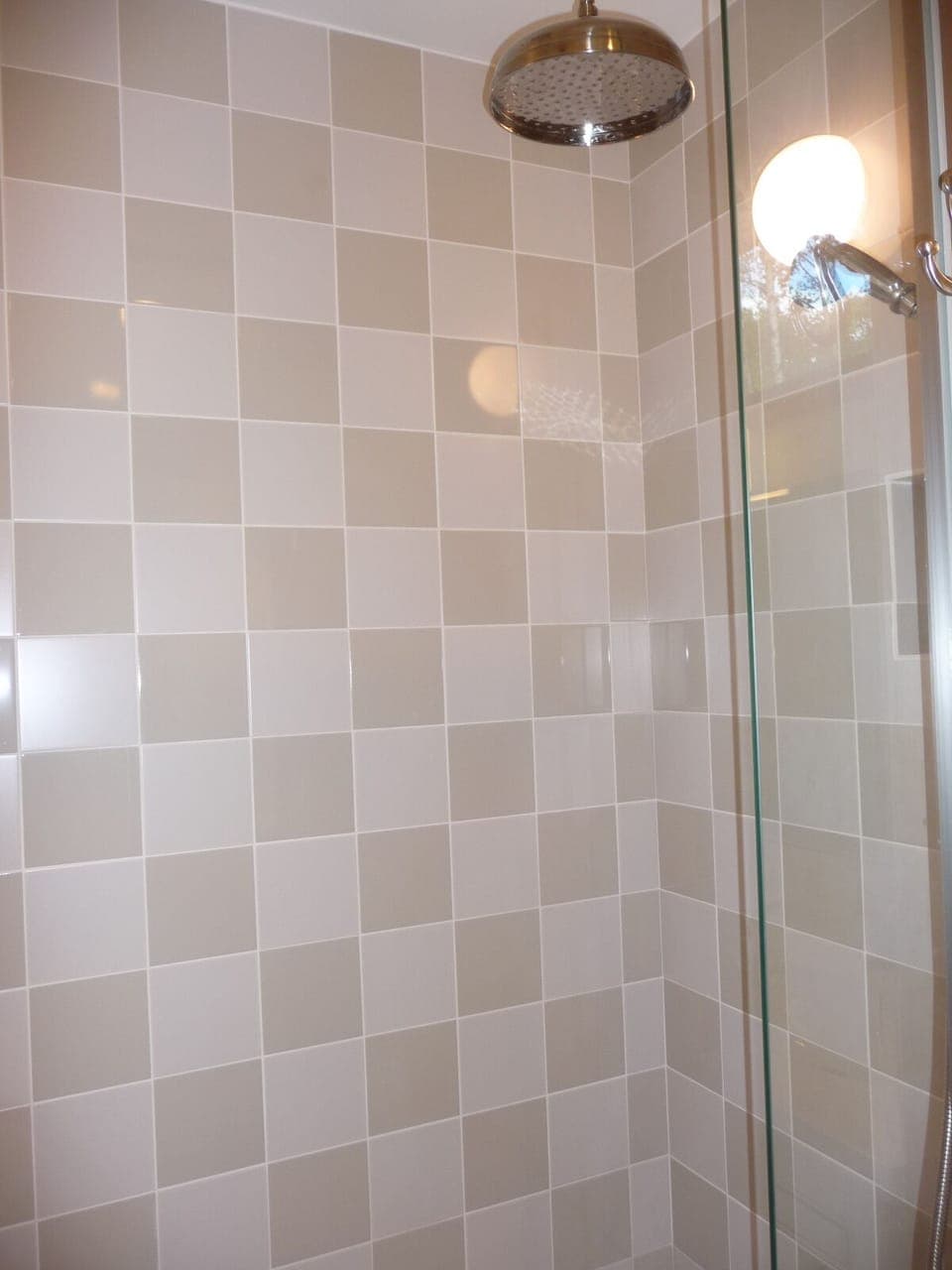 Bathroom with rain forest shower.