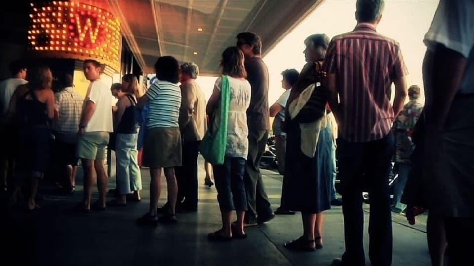 Line for a movie in the Wilma Theater, just downstairs from the Wilma Condo