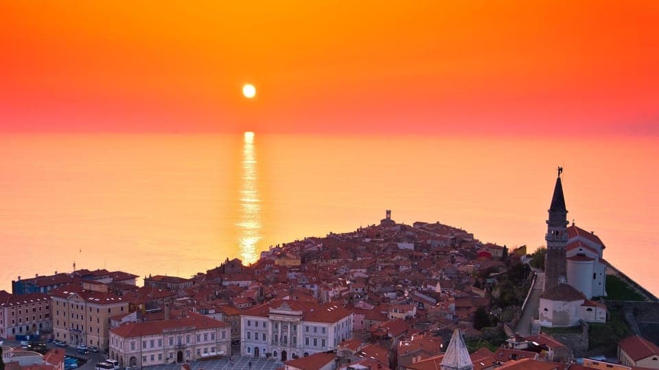 Sunset over Adriatic and Piran