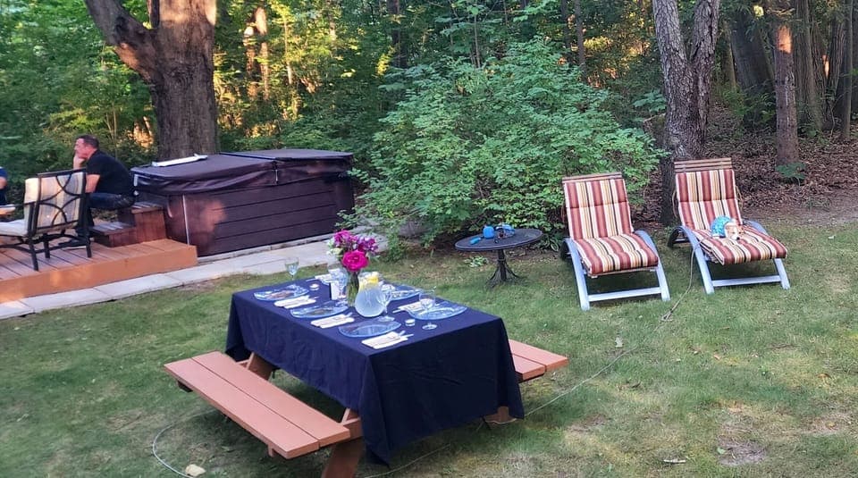 View of the yard from the screen porch