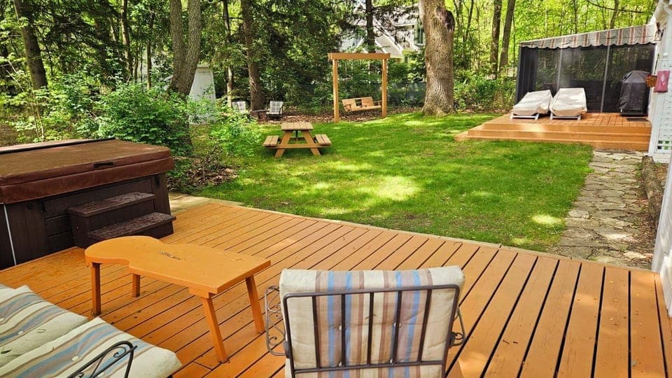 View of the yard from the hot tub