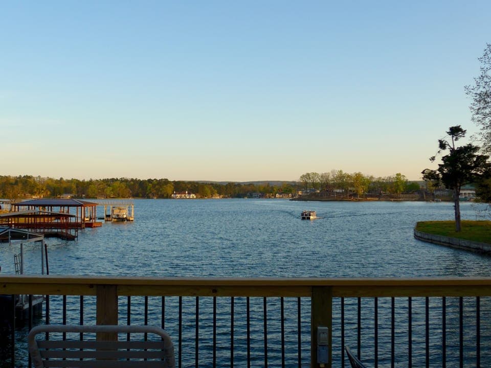Beautiful view of the lake from the large deck. 
Enjoy the beautiful sunrise. 