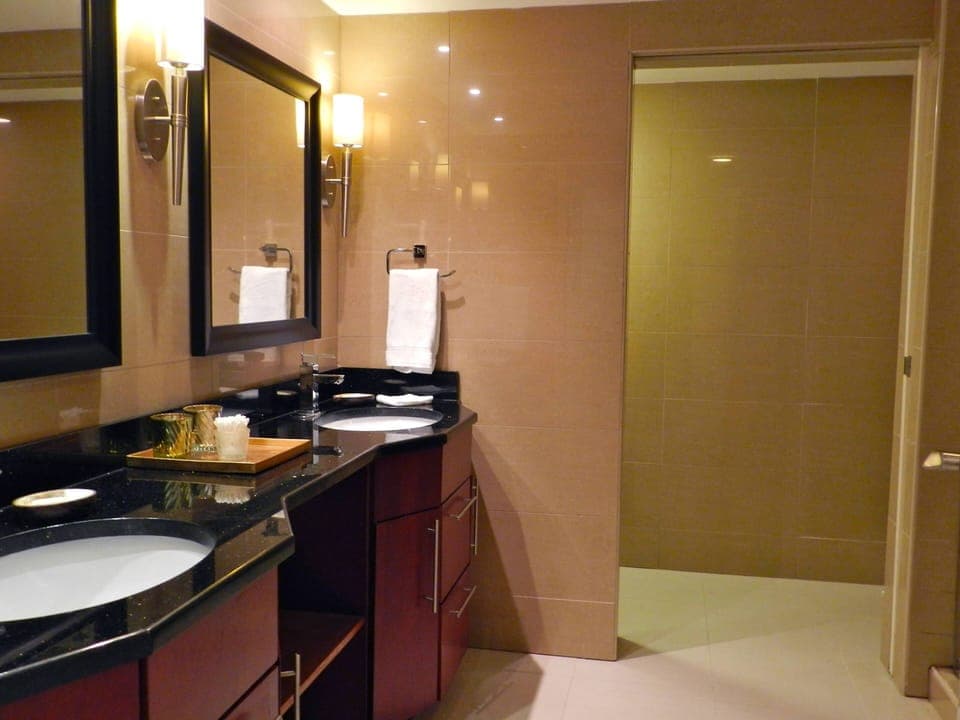 Master bath, plenty of room and luxury! Huge double rain shower is heaven!