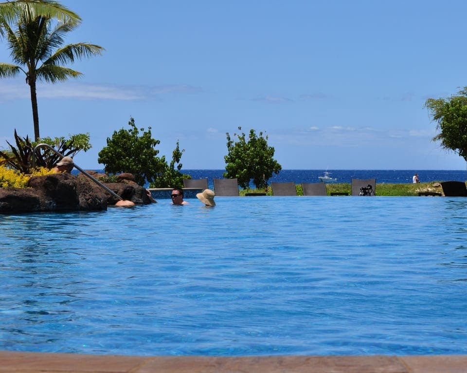 Infinity Pool with two adjoining hot tubs (hot tubs not in picture)