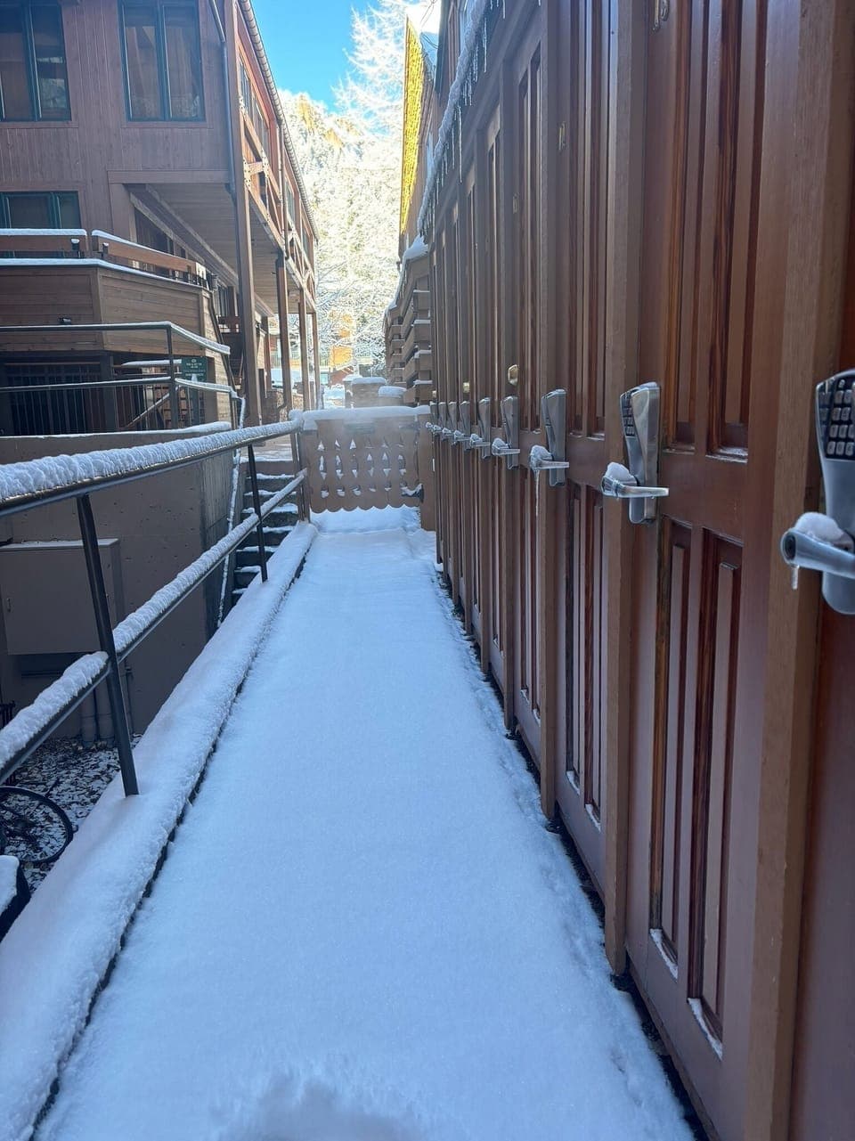 Ski locker for our townhouse accessible using door code on outside of building