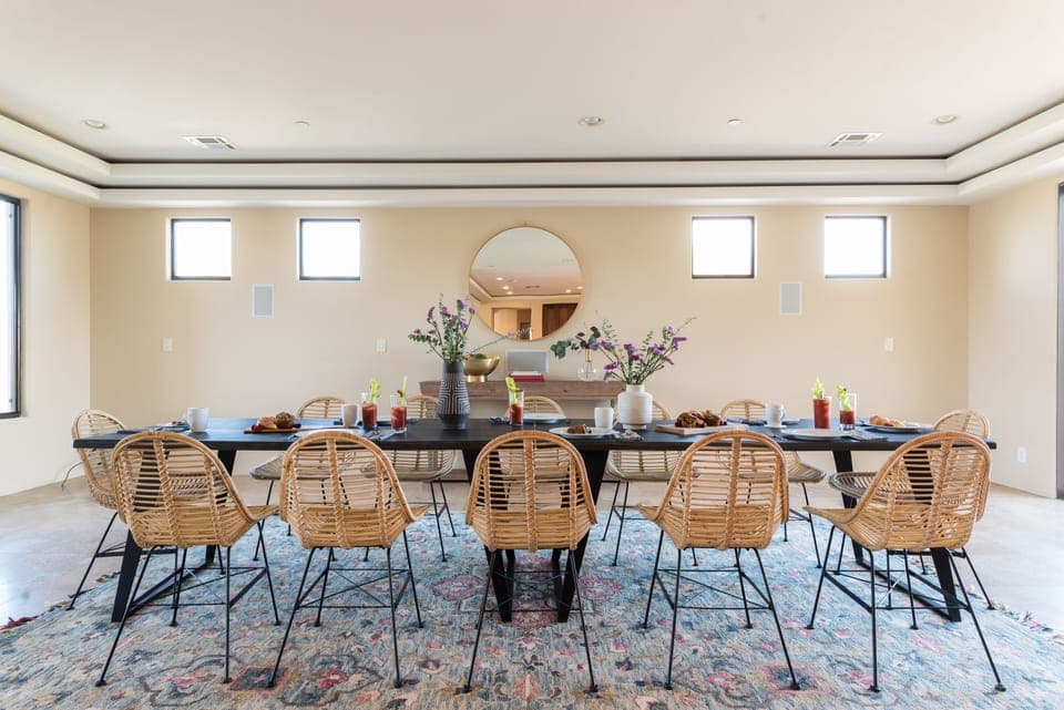 Dining table seats 12.